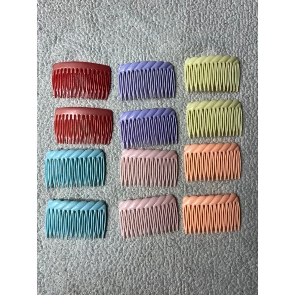 Vintage 80s Made in Japan Pastel Side Hair Combs
